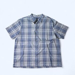 NWT Van Heusen Big & Tall Blue & White Plaid Short Sleeve Button Up Shirt